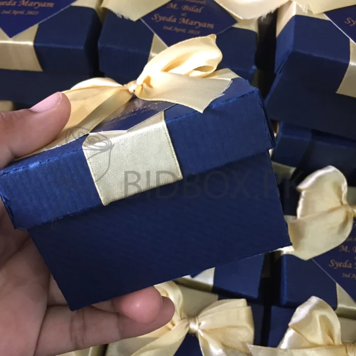 Navy Blue Double Tai Box With Tag