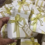 Zari Ribbon Box With Bow And Tag