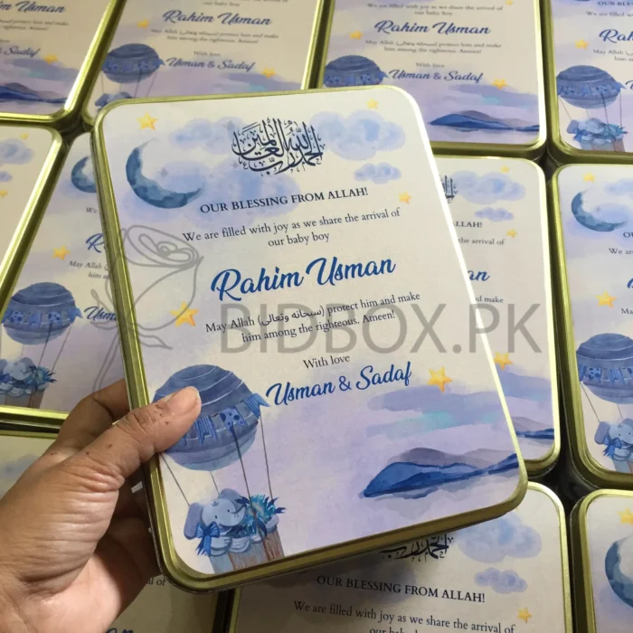 Baby Boy Announcement Kg Tin Box