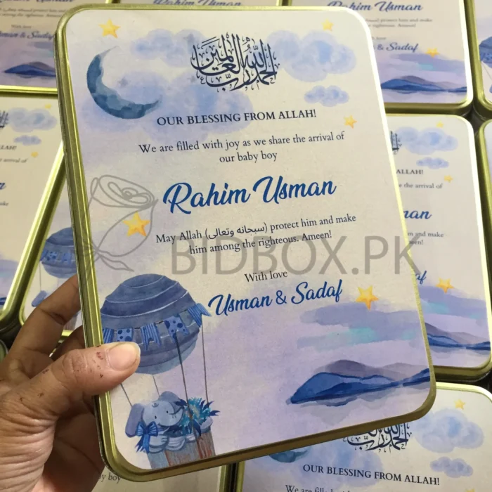 Baby Boy Announcement Kg Tin Box