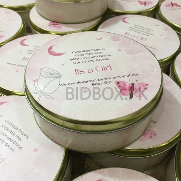 Baby Girl Announcement Half Kg Tin Box