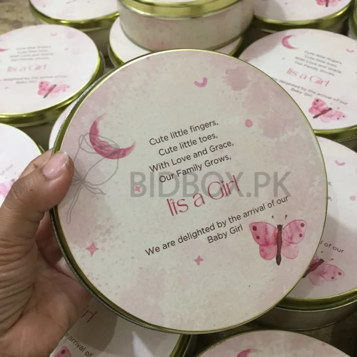 Baby Girl Announcement Half Kg Tin Box