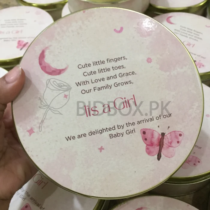 Baby Girl Announcement Half Kg Tin Box