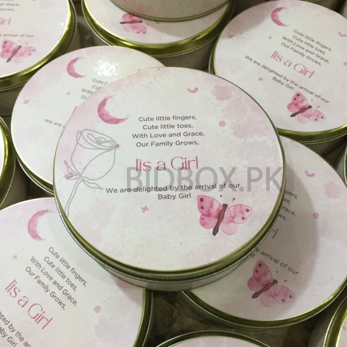 Baby Girl Announcement Half Kg Tin Box