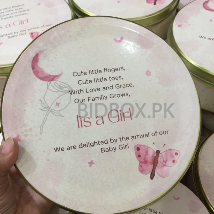Baby Girl Announcement Kg Tin Box