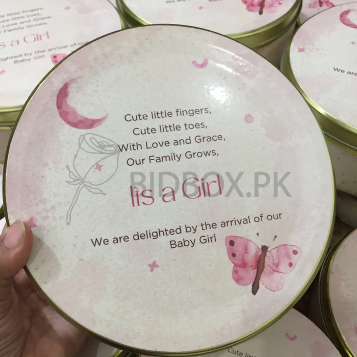 Baby Girl Announcement Kg Tin Box