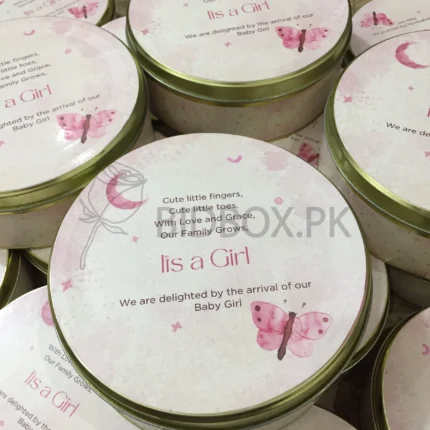 Baby Girl Announcement Kg Tin Box