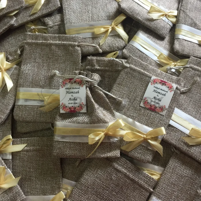 Jute Pouch With Bow