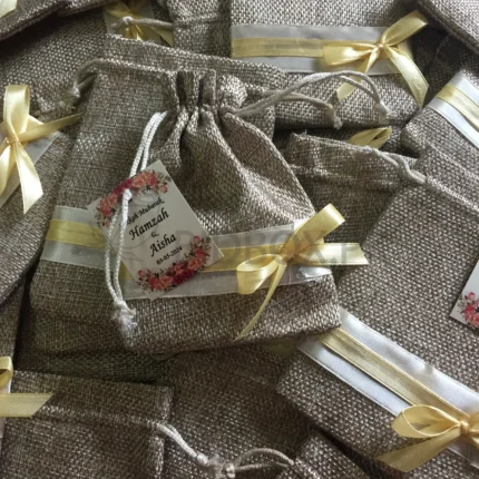 Jute Pouch With Bow