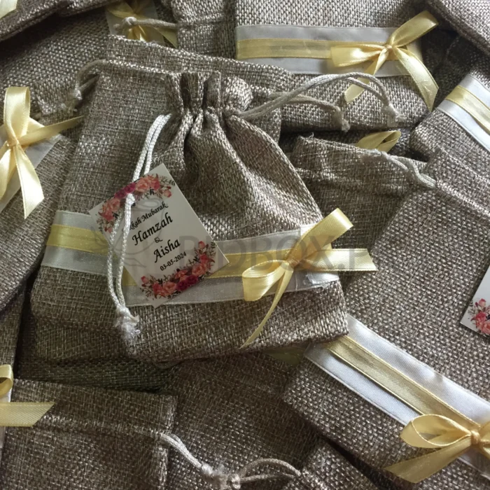 Jute Pouch With Bow