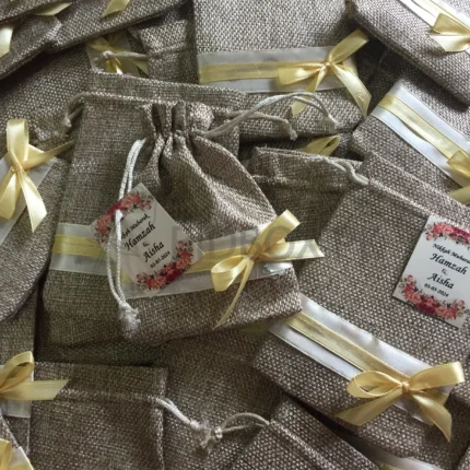 Jute Pouch With Bow