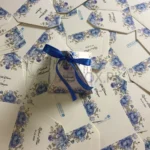 Triangle Box Blue Flowers Printed With Bow