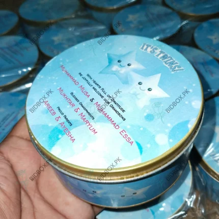 250 gram Blue Theme Printed Baby Boy Tin Box