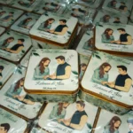 Couple Printed Beautiful Square Tin Bid Box
