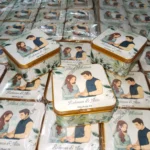 Couple Printed Beautiful Square Tin Bid Box