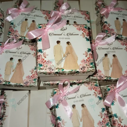 Couple printed pink bid box