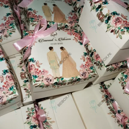 Couple printed pink bid box