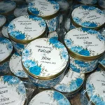 Blue Flowers Printed Tin Bid Box