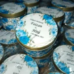 Blue Flowers Printed Tin Bid Box