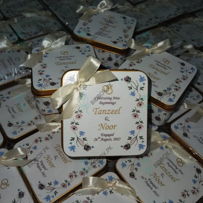 Floral olden Tin With Bow