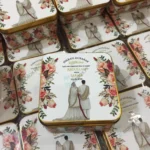 Couple Printed Square Tin Bid Box