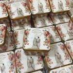 Couple Printed Square Tin Bid Box