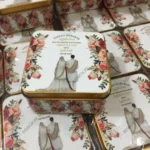 Couple Printed Square Tin Bid Box