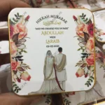 Couple Printed Square Tin Bid Box