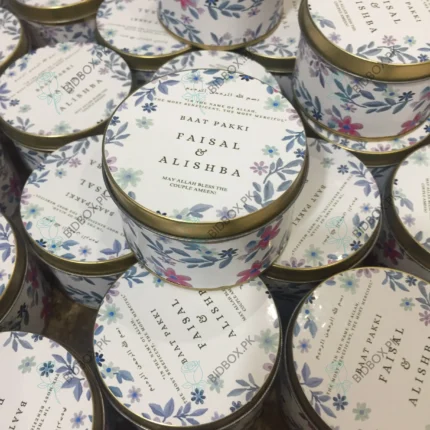 Blue Floral Printed Tin Bid Box