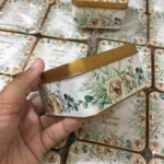 Square Tin Bid Box With Green Green Leaves