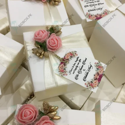 Pink Flowers Box With Tag