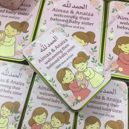Baby Girl Announcement Half Kg Tin Box