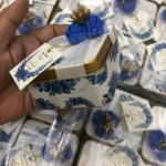 Blue Flowers, Tag And Sticker Print Tin Box