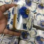 Blue Flowers, Tag And Sticker Print Tin Box