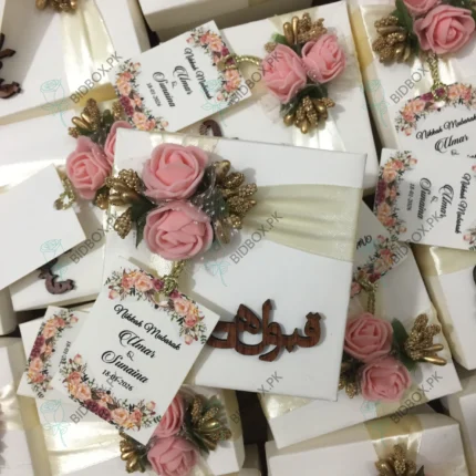 Pink Flowers Box With Wooden