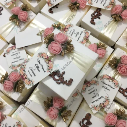 Pink Flowers Box With Wooden