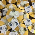 White Flowers Tin Box White Tag