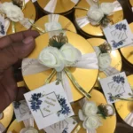 White Flowers Tin Box White Tag