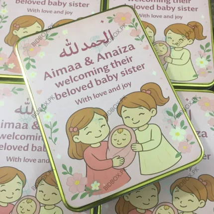 Baby Girl Announcement 1Kg Tin Box