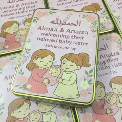 Baby Girl Announcement 1Kg Tin Box