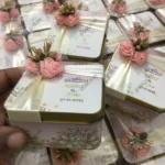 Pink Flowers With Sticker Printing Tin Box