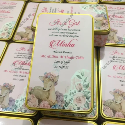 Half Kg Baby Gril Announcement Tin Box