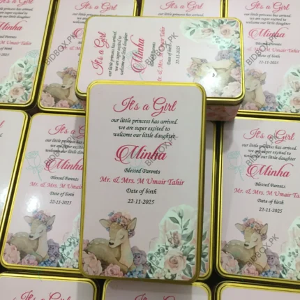 Half Kg Baby Gril Announcement Tin Box