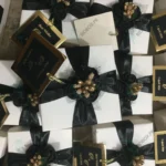 Black Flowers Cardboard Box With Tag