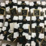 Black Flowers Cardboard Box With Tag